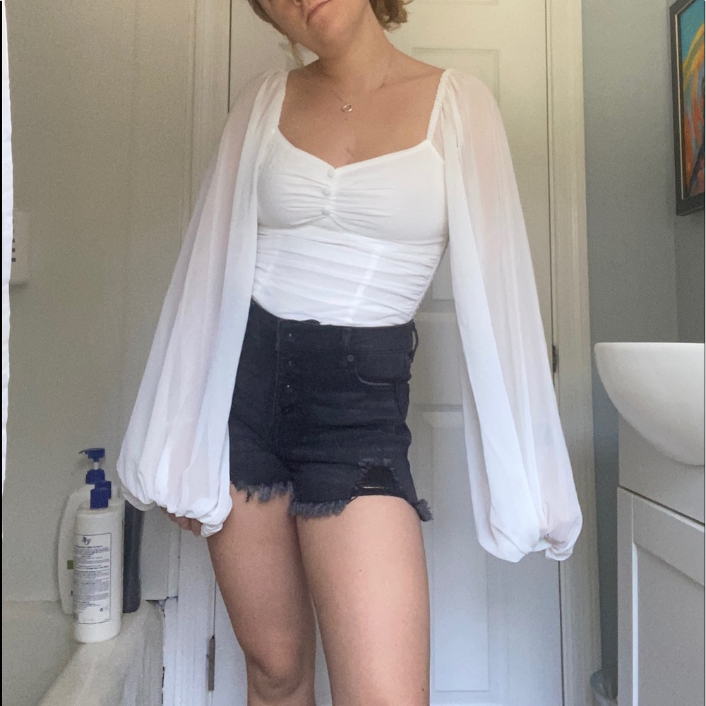 Princess Polly white bell sleeve bodysuit